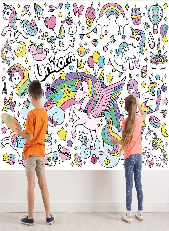 Leezead Giant Unicorn Coloring Tablecloth & Poster - Unicorn Party Table Cover with Coloring Paper for School, Classroom, Family Activity & Birthday Party Supplies - Image 5